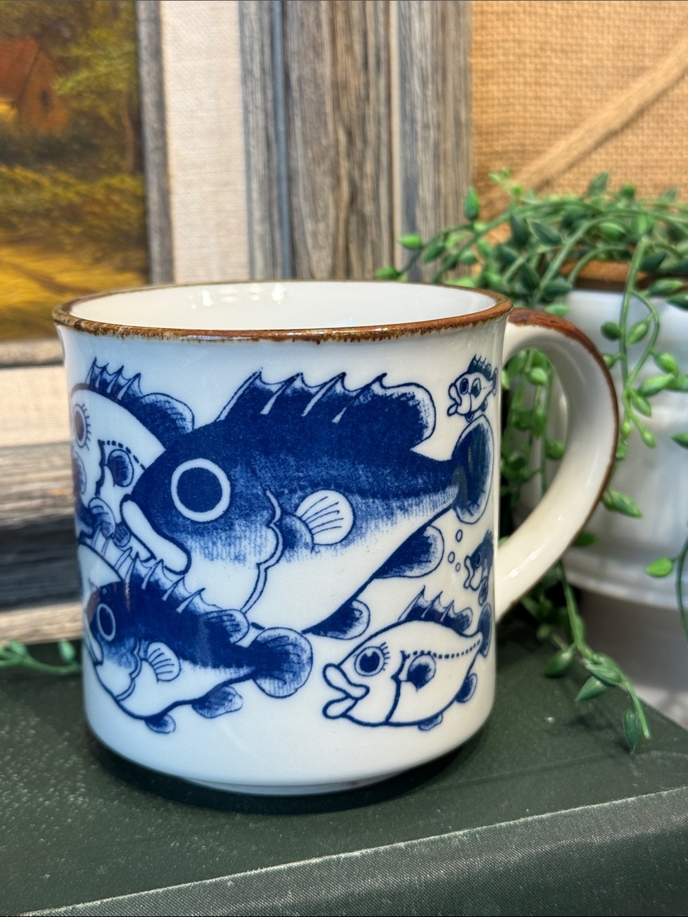 Blue Fish Ceramic Mug - Unbranded